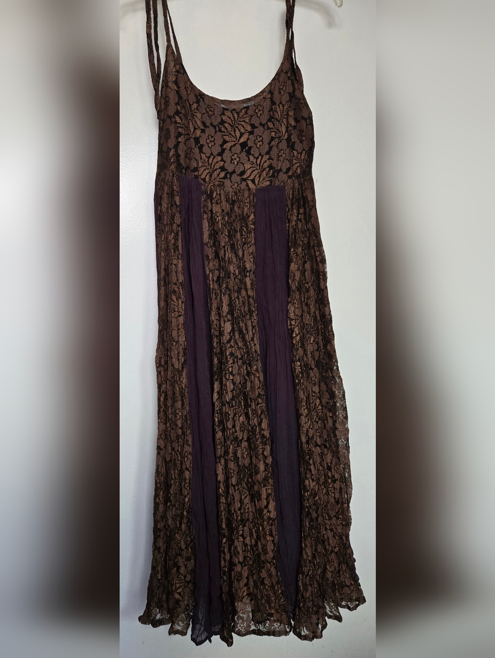 Lace With Crepe Panels Babydoll Midi Dress